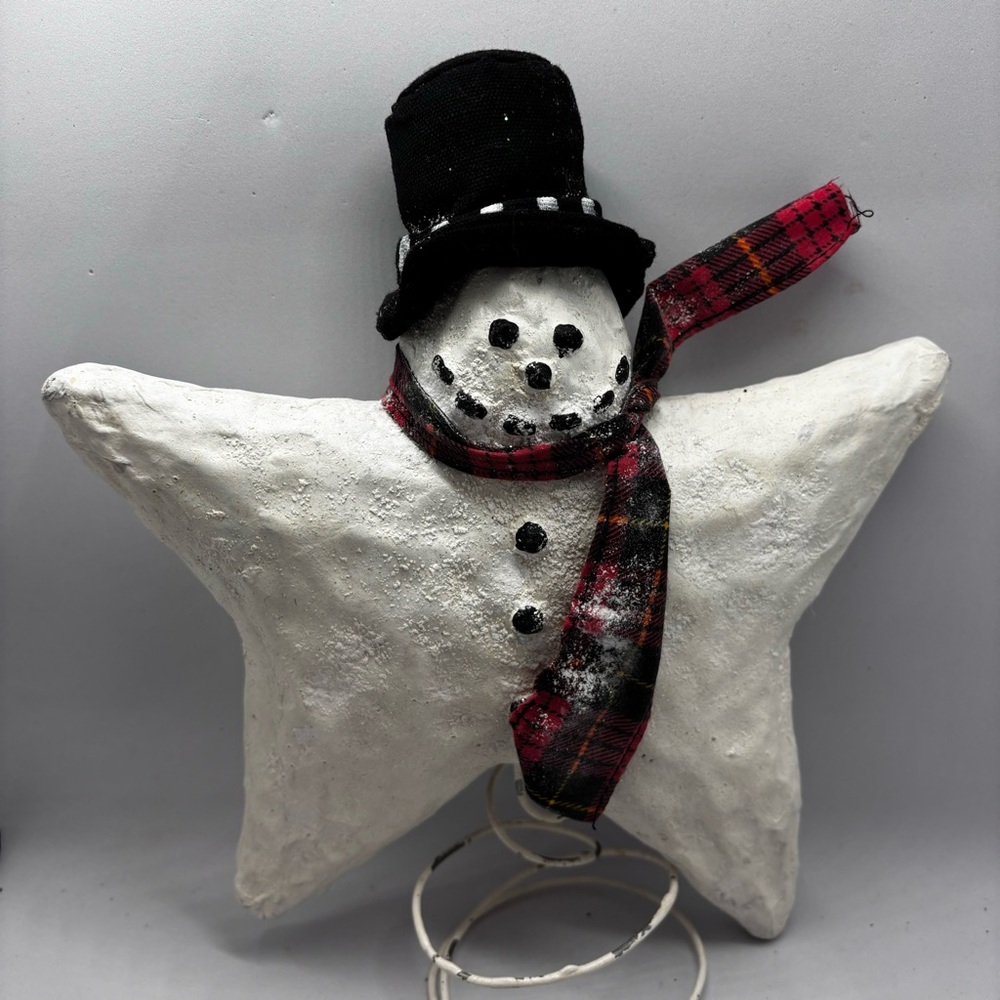 SALE-Christmas tree topper-Smowman-Star- paper mache/Primative/Farmhouse/Whim… - Picture 8 of 10